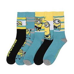 Minions Adult Crew Socks 5-Pack - Mischievous Fun for Your Feet