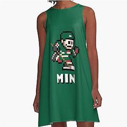 Minnesota Wild 8-bit Retro Pixel Art Player A-Line Dress