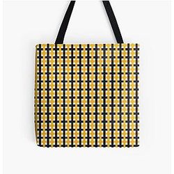 Mizzou Tigers Black Gold Plaid University of Missouri All Over Print Tote Bag