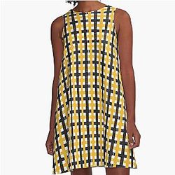 Mizzou Tigers Black Gold Plaid University of Missouri A-Line Dress