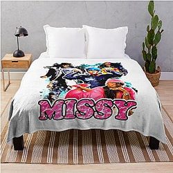 Vintage Inspired Missy Elliott Hip Hop Rap Throw Blanket