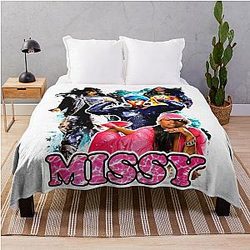 Vintage Inspired Missy Elliott Hip Hop Tee Throw Blanket