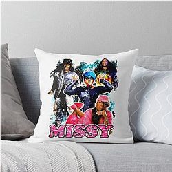 Vintage Inspired Missy Elliott Hip Hop Tee Throw Pillow