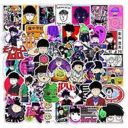 50PCS Mob Psycho 100 Stickers for Kids Water Bottles Laptop Journal Guitar Aesthetic Vinyl Waterproof Decals (Yellow)