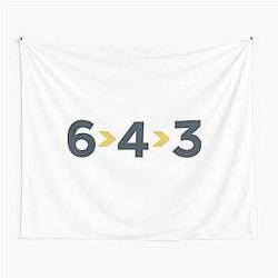 6-4-3 Double Play Modern Baseball Design by Backstop Co Tapestry