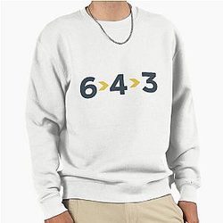 6-4-3 Double Play Modern Baseball Design by Backstop Co Pullover Sweatshirt