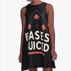 Bases Juiced - Modern Baseball Design by Backstop Co A-Line Dress