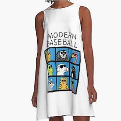 Modern Baseball Animal Bunch A-Line Dress