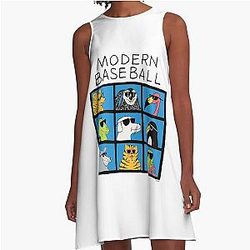 Modern Baseball Animal Bunch A-Line Dress