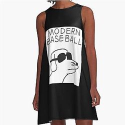 Modern Baseball Dog Funny Meme A Line Dress
