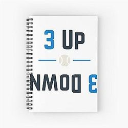 3 Up 3 Down - Modern Baseball Design by Backstop Co. Spiral Notebook