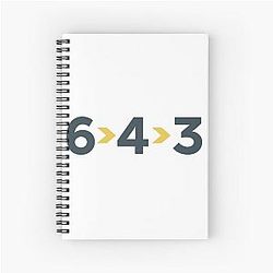6-4-3 Double Play Modern Baseball Design by Backstop Co Spiral Notebook