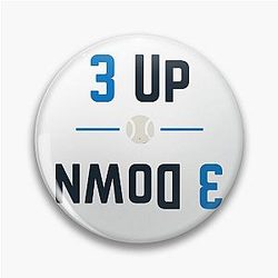 3 Up 3 Down – Modern Baseball Design by Backstop Co Pin