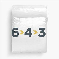 6-4-3 Double Play - Modern Baseball Design by Backstop Co. Duvet Cover
