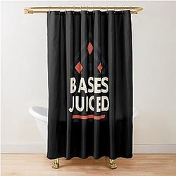 Bases Juiced - Modern Baseball Design by Backstop Shower Curtain
