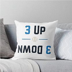 3 Up 3 Down – Modern Baseball Design by Backstop Co Throw Pillow