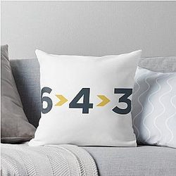 6-4-3 Double Play - Modern Baseball Design by Backstop Co Throw Pillow