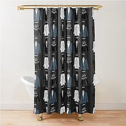 Schitt's Creek Iconic Costumes for David, Johnny, Moira and Alexis. Shower Curtain