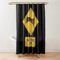 Mothman Crossing Sign Yellow Mothman Xing Sign Shower Curtain