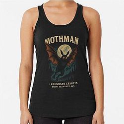 Mothman Retro Cryptid Graphic Tee for Paranormal Lovers Racerback Tank