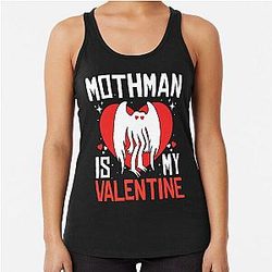 Mothman Is My Valentine Cryptid Racerback Tank Top