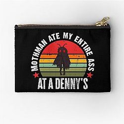 Vintage Mothman Ate My Entire Ass at A Denny's Cryptid Mothman Zipper Pouch