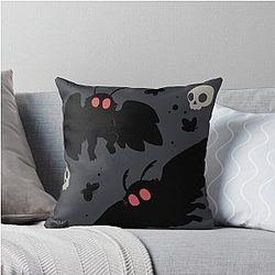 Mothman Night Grey Throw Pillow