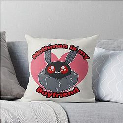 Cute Mothman is my Boyfriend Funny Cryptid Shirt Throw Pillow