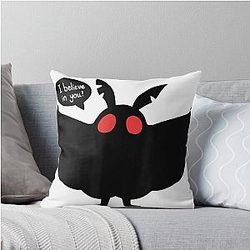 Motivational Mothman I Believe Funny Cryptid T-Shirt Throw Pillow