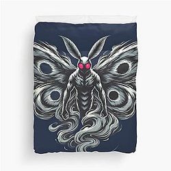 Spooky Mothman Design Duvet Cover