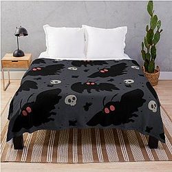 Mothman Night Grey Throw Blanket