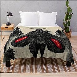 Mothman in Forest Abstract Throw Blanket