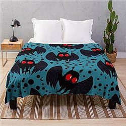 Mothman Grey Night Throw Blanket
