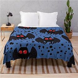Mothman Dark Blue Night Throw Blanket