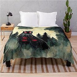 Mothman Abstract Illustration Throw Blanket