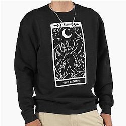 Mothman Moon White Lines Pullover Sweatshirt
