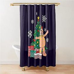 Mr. Blobby Around the Christmas Tree Shower Curtain