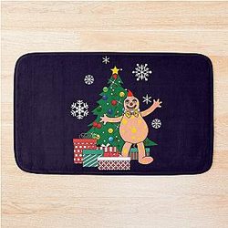 Mr Blobby Around The Christmas Tree Bath Mat