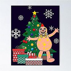 Mr Blobby Around the Christmas Tree Poster