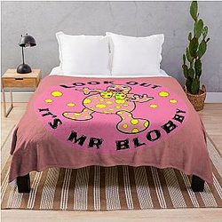 Mr Blobby Husband Wife Boss - t shirt Throw Blanket