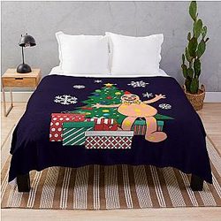Mr Blobby Around the Christmas Tree Throw Blanket