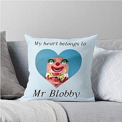 My heart belongs to Mr. Blobby throw pillow