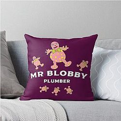 Mr Blobby Plumber and Handyman Boss Throw Pillow