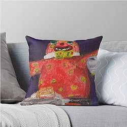 Tea party with Mr. Blobby Throw Pillow