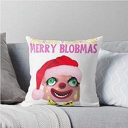 Mr Blobby Christmas Merry Blobmas Throw Pillow