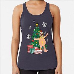 Mr. Blobby Around the Christmas Tree Racerback Tank Top