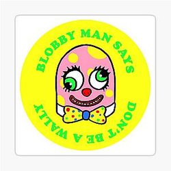 Mr Blobby 90s Don't be a Wally Sticker