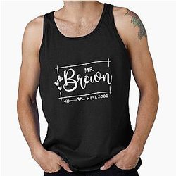 Mr. Brown 2000 25th Wedding Anniversary Gift for Him Hubby Men Tank Top