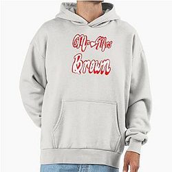 Mr. Brown Personalised for Wedding Anniversary Newly-Wed Wife Husband, Couple Romantic White Text on Red Background with Love Heart Premium Oversized Hoodie