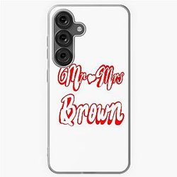Mr Brown Personalised wedding anniversary newlywed Valentine's Day wife husband couple gift. Romantic White cursive text on red background with love heart Samsung Galaxy Case